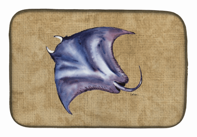 Sealife Themed Dish Drying Mat (Color: Stingray, size: 14 x 21)