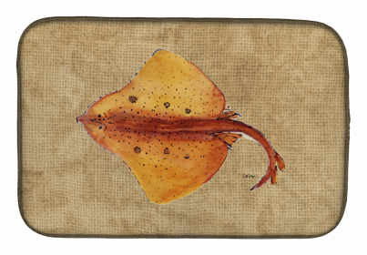 Sealife Themed Dish Drying Mat (Color: Blonde Ray Stingray, size: 14 x 21)