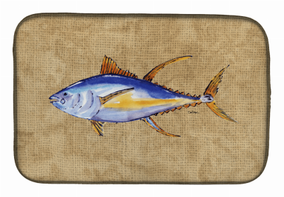 Sealife Themed Dish Drying Mat (Color: Tuna Fish, size: 14 x 21)