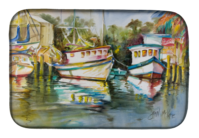 Fishing Boat Dish Drying Mat (Color: Fish Market, size: 14 x 21)