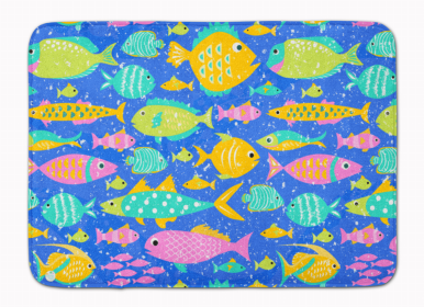 Sealife Themed Art/Painting Machine Washable Memory Foam Mat (Color: Little Colorful Fishes, size: 27 x 19)