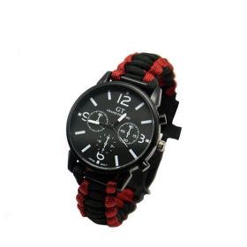 Outdoor Multi function Camping Survival Watch Bracelet Tools With LED Light (Color: red-blue)