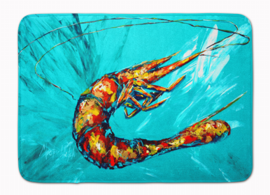 Sealife Themed Art/Painting Machine Washable Memory Foam Mat (size: 27 x 19Shrimp Teal Shrimp)