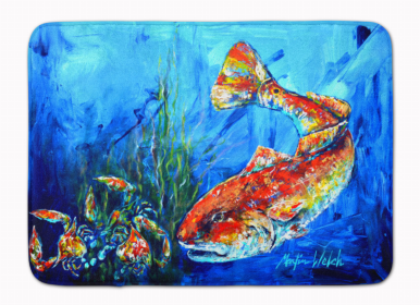Sealife Themed Art/Painting Machine Washable Memory Foam Mat (size: 27 x 19Scattered Red Fish)