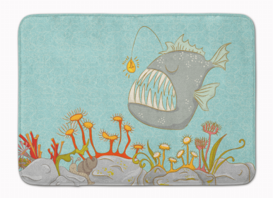 Sealife Themed Art/Painting Machine Washable Memory Foam Mat (size: 27 x 19Frog Fish Scene)