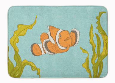 Sealife Themed Art/Painting Machine Washable Memory Foam Mat (size: 27 x 19Clown Fish)