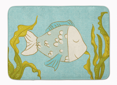 Sealife Themed Art/Painting Machine Washable Memory Foam Mat (size: 27 x 19Blue Fish)