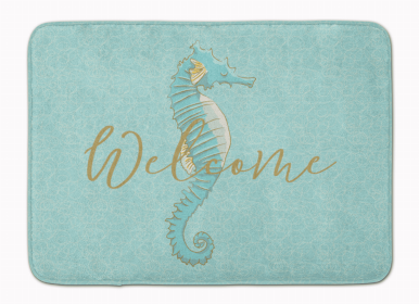 Sealife Themed Art/Painting Machine Washable Memory Foam Mat (size: 27 x 19Seahorse Welcome)