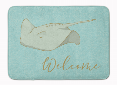 Sealife Themed Art/Painting Machine Washable Memory Foam Mat (size: 27 x 19Sting Ray Welcome)