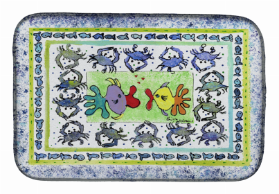 Sealife Themed Dish Drying Mat (size: 14 x 21Fish/Kissing Fish)