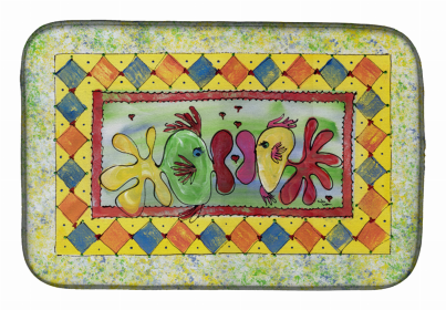 Sealife Themed Dish Drying Mat (size: 14 x 21Fish/Kissing Fish 1)