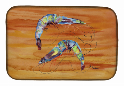 Sealife Themed Dish Drying Mat (size: 14 x 21Shrimp Spicy Hot)
