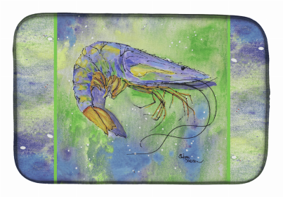 Sealife Themed Dish Drying Mat (size: 14 x 21Shrimp Blues and Greens)