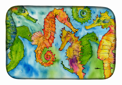 Sealife Themed Dish Drying Mat (size: 14 x 21Seahorse)