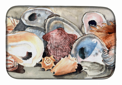 Sealife Themed Dish Drying Mat (size: 14 x 21Sea Shells)