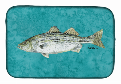 Sealife Themed Dish Drying Mat (size: 14 x 21Striped Bass Fish)