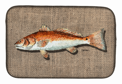 Sealife Themed Dish Drying Mat (size: 14 x 21Red Fish)