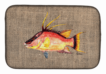 Sealife Themed Dish Drying Mat (size: 14 x 21Hog Snapper)