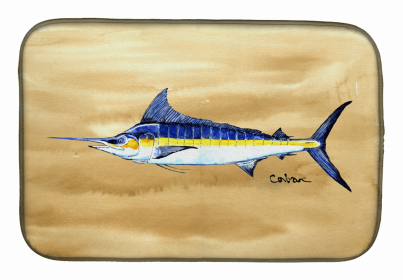 Sealife Themed Dish Drying Mat (size: 14 x 21Swordfish on Sandy B)