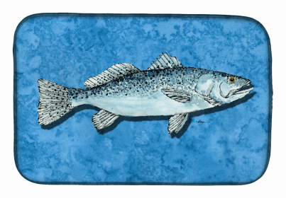 Sealife Themed Dish Drying Mat (size: 14 x 21Fish 1)