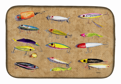 Sealife Themed Dish Drying Mat (size: 14 x 21Fishing Lures)