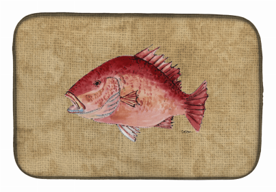 Sealife Themed Dish Drying Mat (size: 14 x 21Strawberry Snapper)