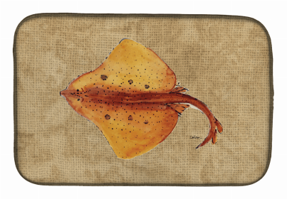 Sealife Themed Dish Drying Mat (size: 14 x 21Blonde Ray Stingray)