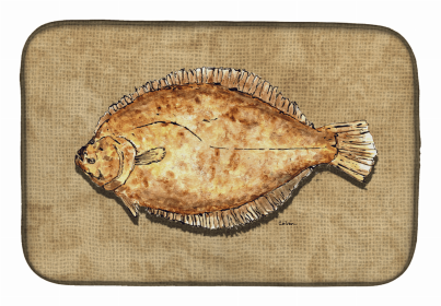 Sealife Themed Dish Drying Mat (size: 14 x 21Flounder)
