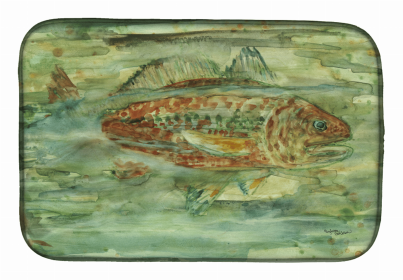 Sealife Themed Dish Drying Mat (size: 14 x 21Abstract Red Fish)