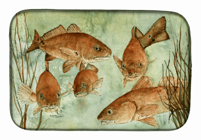 Sealife Themed Dish Drying Mat (size: 14 x 21Red Fish Swim)