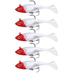 T-Tail Lead Fishing Lure Set for Outdoor Fishing (Type: 5Pcs/Set, Color: Red & White)